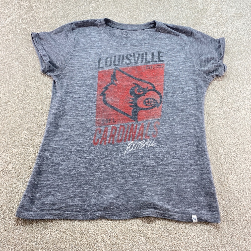 47 Brand Shirt Womens‎ Medium Grey Louisville Cardinals Football NCAA